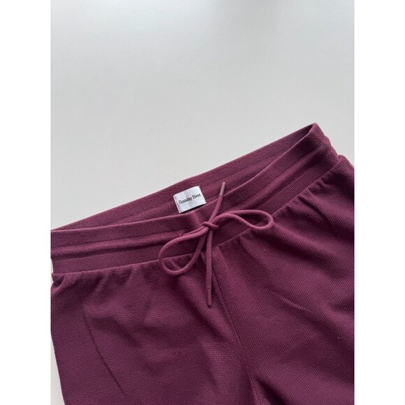 Aritzia SUNDAY BEST Purple Cotton Baby Waffle Knit Flared Lounge Pants, Size M - Picture 6 of 13
